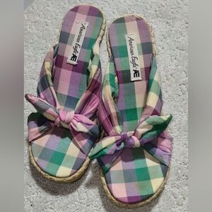 American Eagle Outfitters Women's Plaid Espadrilles - Pink, Green, Purple